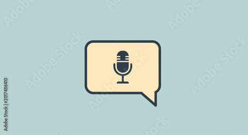 Photos Microphone in a speech bubble icon.