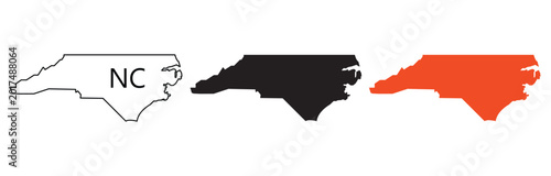 Obraz na płótnie North Carolina state map silhouette and outline set