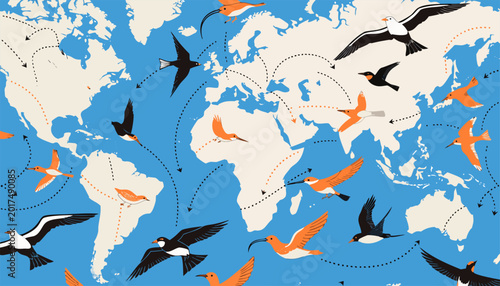 Interconnected World Flight Paths.eps