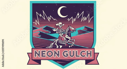 Foto Desert rider illustration night sky landscape