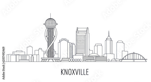 Φωτογραφία Knoxville Skyline Silhouette - Cityscape Outline Vector Illustration