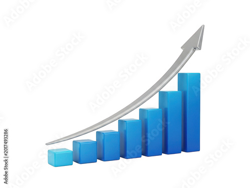 Free Download Growing bar chart with upward trend illustration - GFXLoad