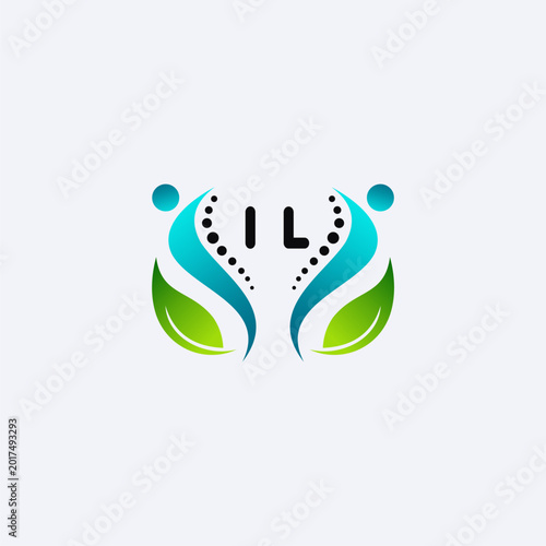 IL initials modern and minimalist abstract logo with human and leaf elements