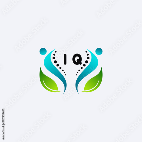 IQ initials modern and minimalist abstract logo with human and leaf elements