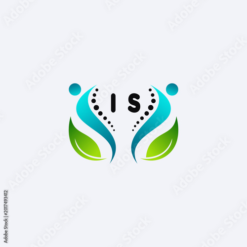 IS initials modern and minimalist abstract logo with human and leaf elements