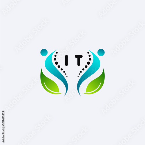 IT initials modern and minimalist abstract logo with human and leaf elements