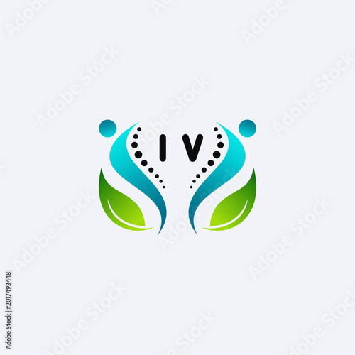 IV initials modern and minimalist abstract logo with human and leaf elements