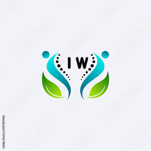 IW initials modern and minimalist abstract logo with human and leaf elements