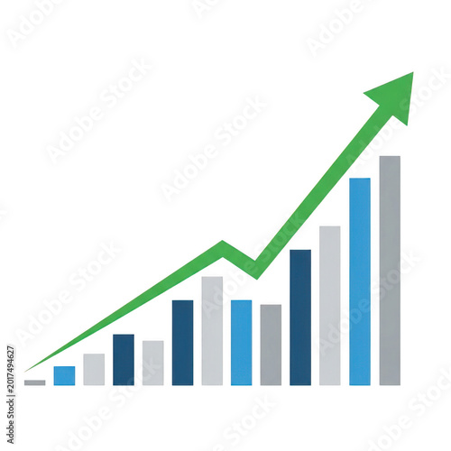 Free Download Green upward growth bar chart with upward arrow - GFXLoad
