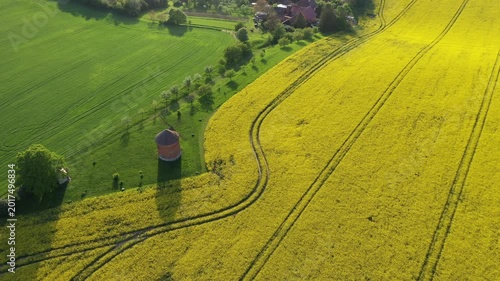 Aerial drone view of agriculture landscape in Moravia