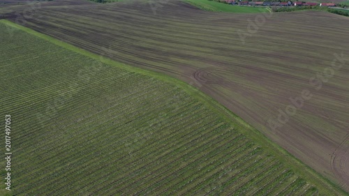 Aerial drone view of agriculture landscape in Moravia