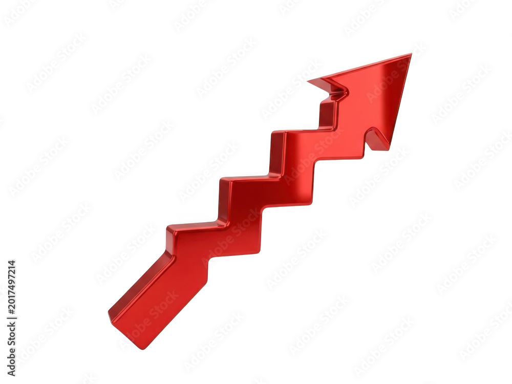 Fototapeta premium Red upward growth arrow steps illustration