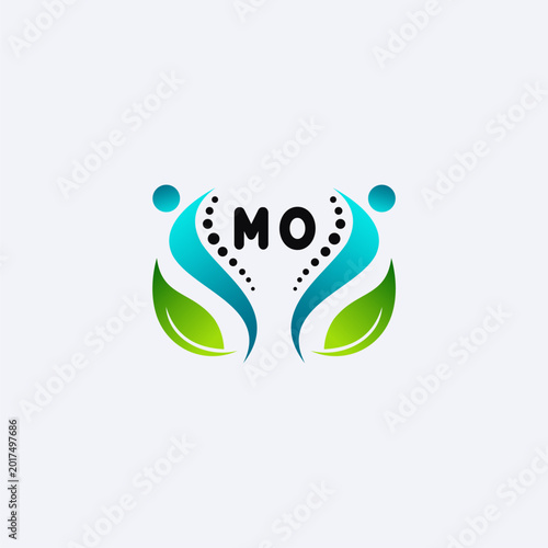 MO initials modern and minimalist abstract logo with human and leaf elements