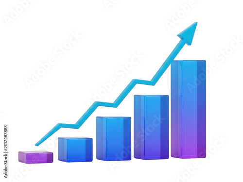 Free Download Growing bar chart with upward trend illustration - GFXLoad