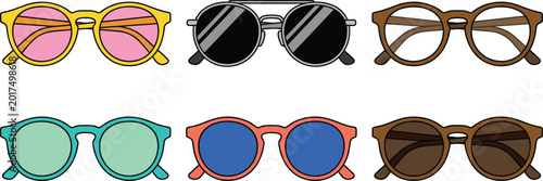 Εκτύπωση καμβά Eyeglasses and sunglasses illustration featuring colorful frames and tinted lens