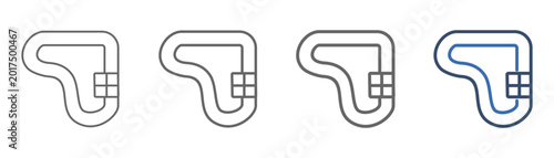 
outline icon set circuit with track design