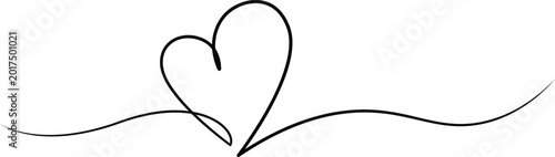 Photos Minimalist continuous line heart with flowing curved tail design