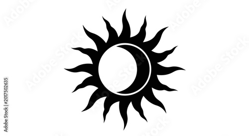 Bild auf Leinwand Celestial sun and moon eclipse vector icon, mystical solar flare with crescent m