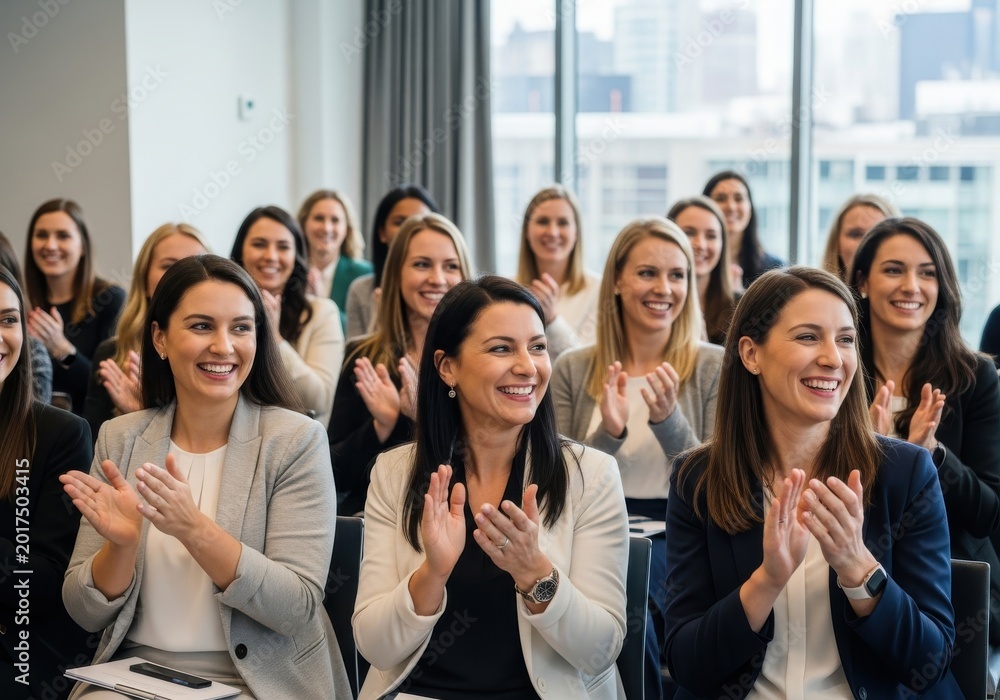 Obraz premium Group of Successful Businesswomen Clapping and Smiling at a Corporate