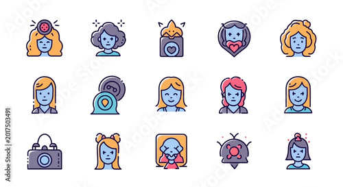 Cartoon faces with various expressions.
