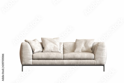 Konstfotografi sofa isolated on white background, interior furniture, 3D illustration, cg rende