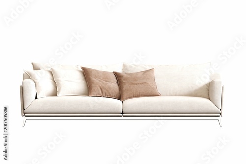 Konstfotografi sofa isolated on white background, interior furniture, 3D illustration, cg rende