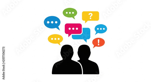 Bild auf Leinwand Two People Talking in Speech Bubbles.