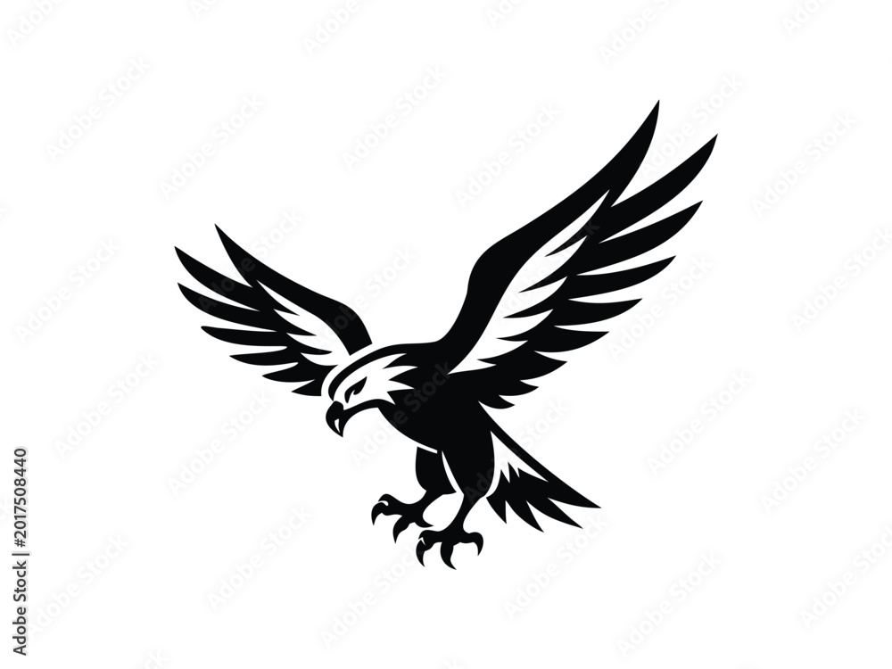 Obraz premium A Bald Eagle black Silhouette, Flying Bald Eagle Vector illustration