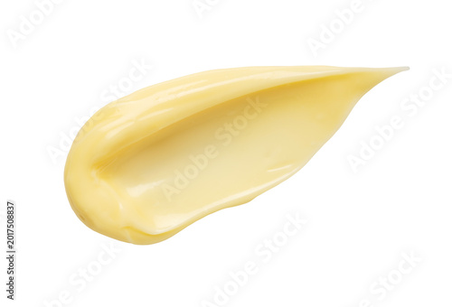 Smear of Creamy Mayonnaise Isolated on White Background