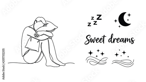 Photos Sleeping person silhouette with moon and stars sweet dreams illustration silhoue
