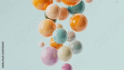 Colorful floating bubbles in pastel shades