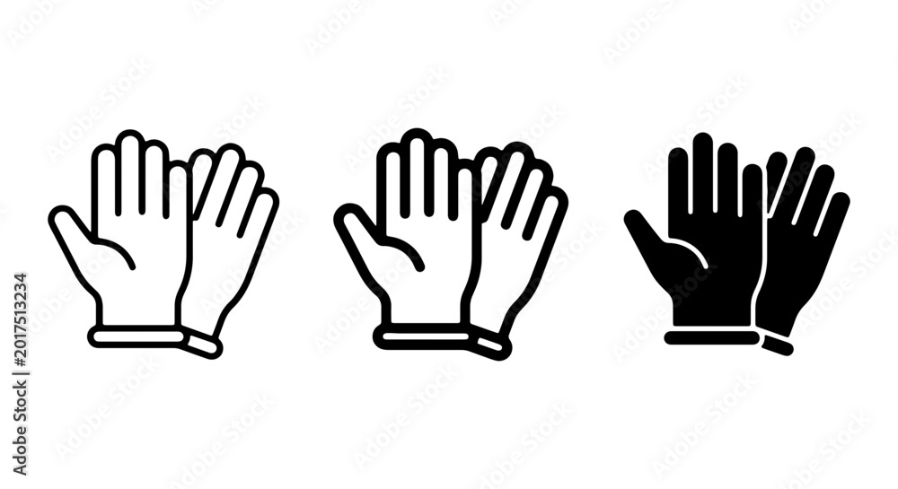 Fototapeta premium Glove Icons Set, Protective Handwear Vector Graphics, Medical and Work Safety Symbols