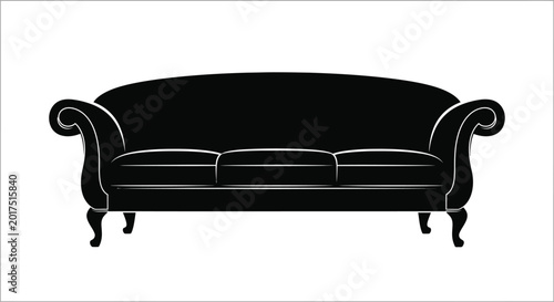 Konstfotografi Classic sofa silhouette against a white background
