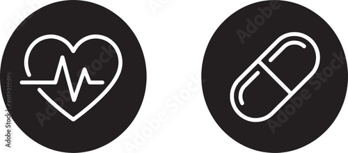 Foto Art & Illustration, Heart health and cardiovascular wellness icons
