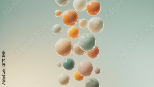 Floating Pastel Spheres Creating Dreamy Abstract Harmony In Minimal Artistic Space