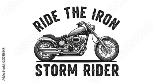 Tableau sur toile Vintage Motorcycle Chopper Ride The Iron Storm Rider.