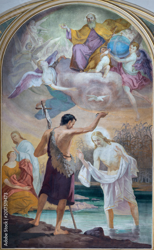 Busto Arsizio -  The fresco of Baptism of Jesus in church Chiesa di San Micha...