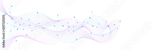 Abstract connecting the dots and lines on white background. Modern plexus with gradient wave flow for medical, science and technology. Design for web banner, presentation. Vector illustration