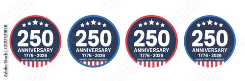 Bild auf Leinwand American patriotic badge collection for USA 250th anniversary with stars flags r
