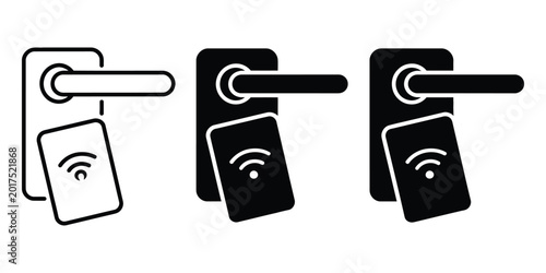 Canvastavla smart door lock icon, card tap access system, entry security vector illustration