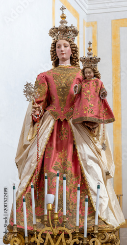 MAIORI, ITALY - OCTOBER 2, 2025: The carved polychrome statue of Madonna in t...