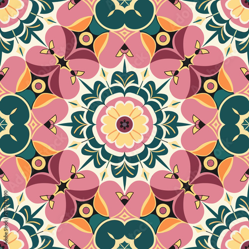 vector illustration hires Collection of High-Resolution Abstract Seamless ornament Patterns with Diverse Designs and Textures Mediterranean Tile Pattern with Colorful Floral Mandalas and Geometric