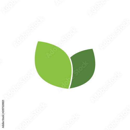 Leaf logo simple line green template design