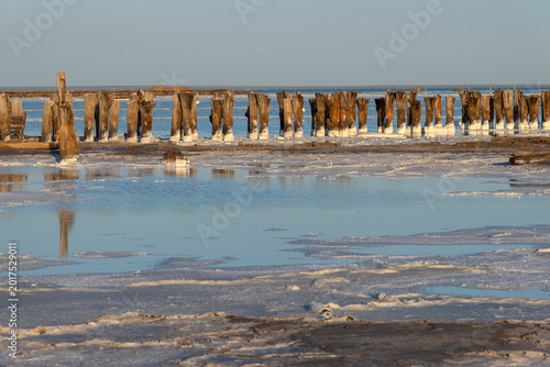 Photos Old wooden poles (remnants of a deck for salt extraction)