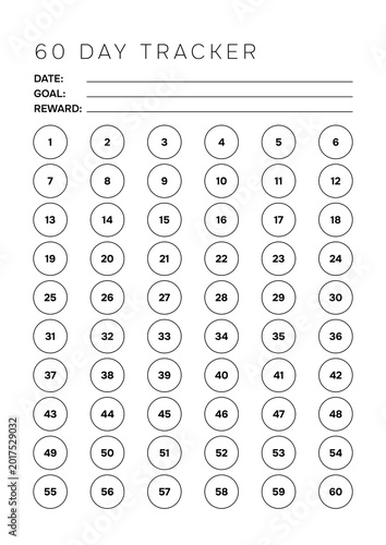 Modern 60 Day Challenge Tracker Template A4 Minimalist Habit Builder for Business Performance and Personal Growth