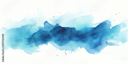 Bild auf Leinwand An abstract blue watercolor background features a splash of paint on paper textu