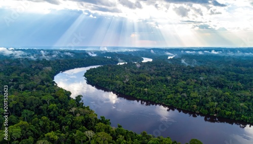 Aerial View of Serene River Landscape.