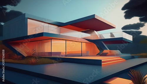 modern house abstract rendering