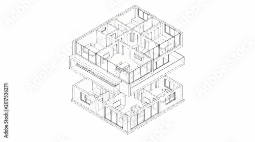Architectural blueprint of a modern apartment building layout.