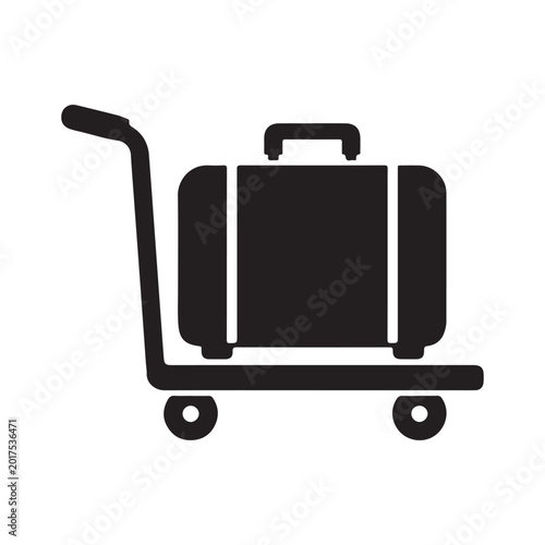 Luggage Trolley Icon - Airport Baggage Cart Suitcase Transport Symbol

